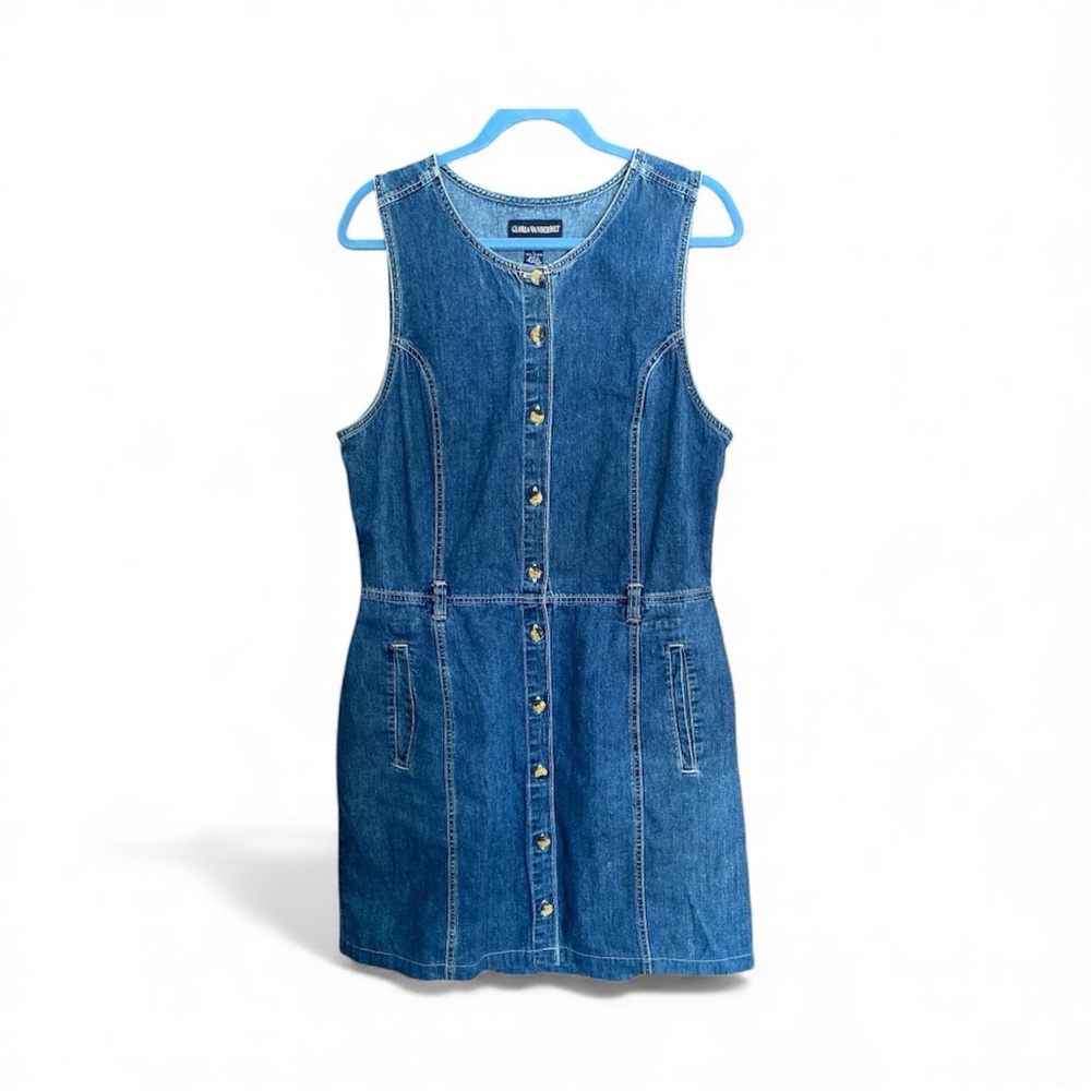 Vintage Trendy Western Blue denim button-up Fall Perfect dress Large